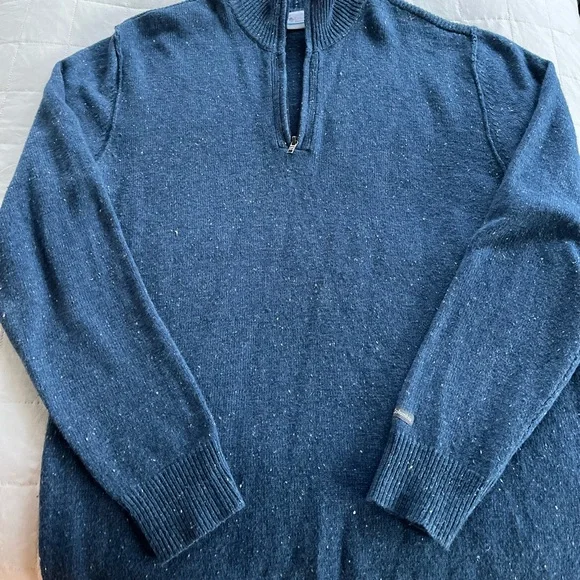 Columbia 1/4 Zip Wool Blend Sweater Blue Size Large - Picture 5 of 14